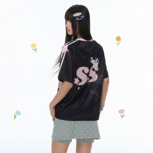 【NewJNXS × Kuku 2.0】Kuku Oversized Graphic Rhinestone Tee