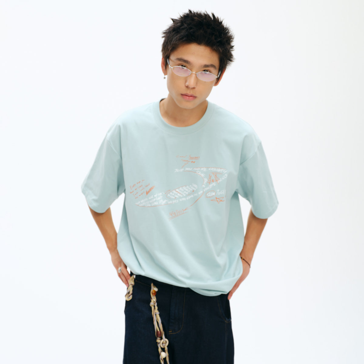 NewJNXS Glitter Graffiti Quick-Dry Couple Tee