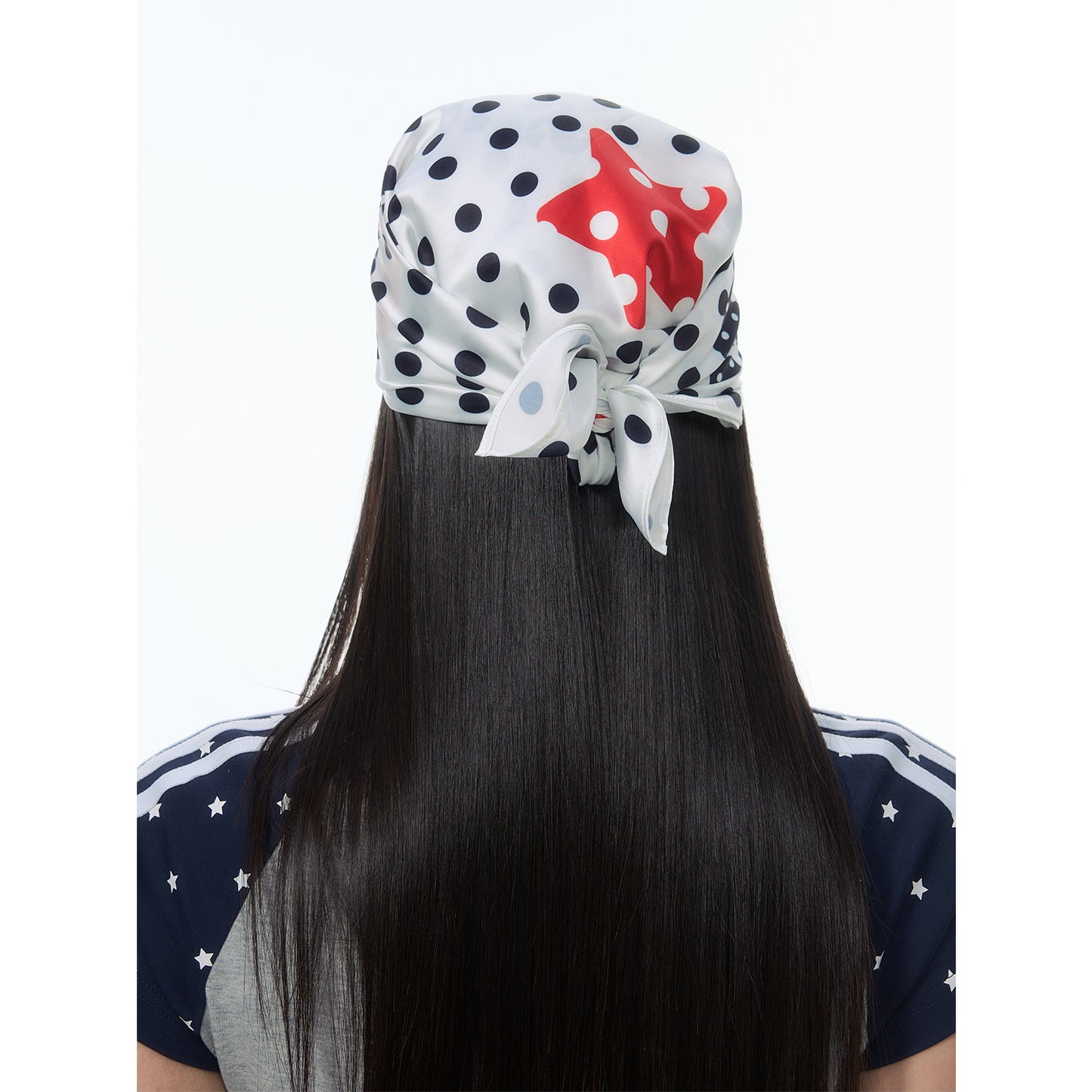 NewJNXS SS Silky Polka Dot Heart Square Scarf