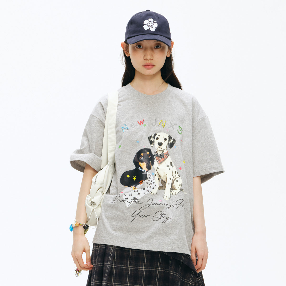 NewJNXS Puppy Star Beaded Cooling Oversized Tee