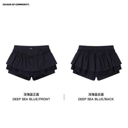NewJNXS SS Woven Double-Layer Ruffle A-Line Skort