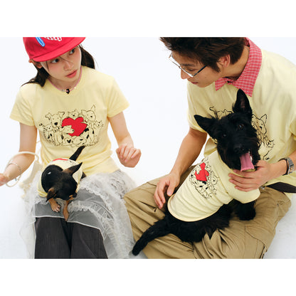 NewJNXS Cat & Dog Heart Graphic Family Tee