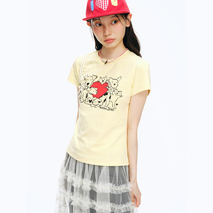 NewJNXS Cat & Dog Heart Graphic Family Tee