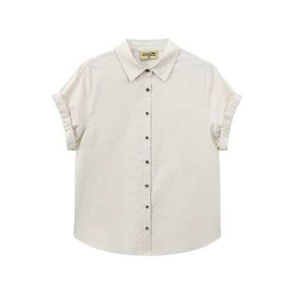NewJNXS Linen-Cotton Blend Short-Sleeve Shirt