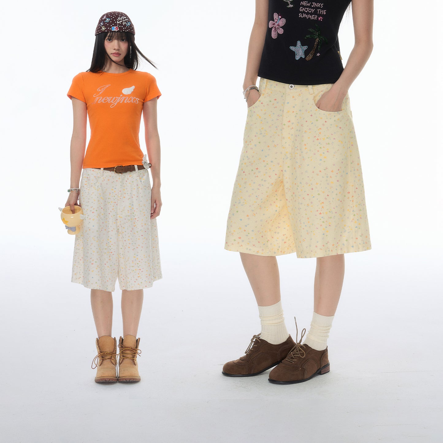 NewJNXS All-Over Star Print Straight-Leg Shorts