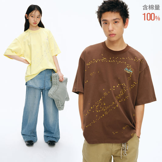 NewJNXS Glitter Star Graphic Oversized T-Shirt