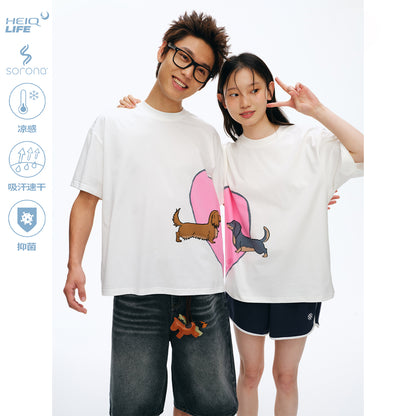 NewJNXS Dachshund Heart Couple Tee