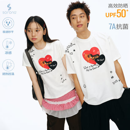 NewJNXS UV Protection Heart Puppy  Graphic Slim  Tee