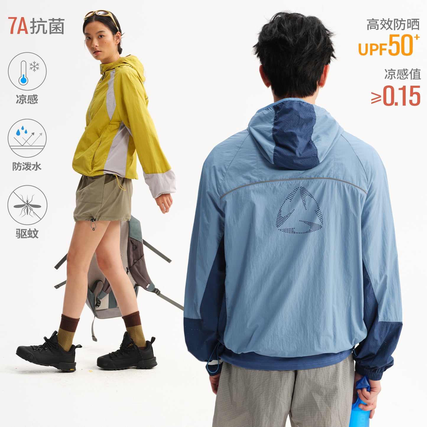 NewJNXS UPF50+ Cooling Color-Block Mesh Sun Jacket