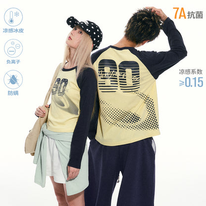 NewJNXS Contrast Panel Number Long Sleeve Tee
