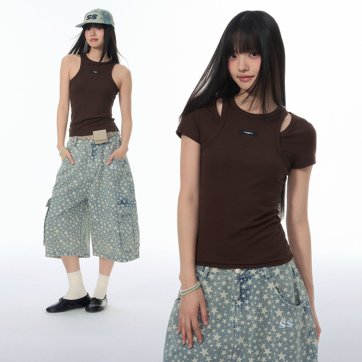 NewJNXS SS Stretch Knit Slim-Fit Tank & T-Shirt Set