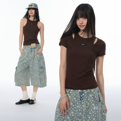 NewJNXS SS Stretch Knit Slim-Fit Tank & T-Shirt Set