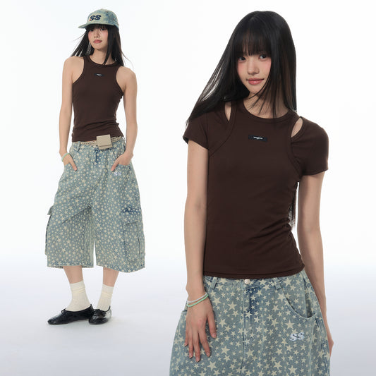 NewJNXS SS Stretch Knit Slim-Fit Tank & T-Shirt Set