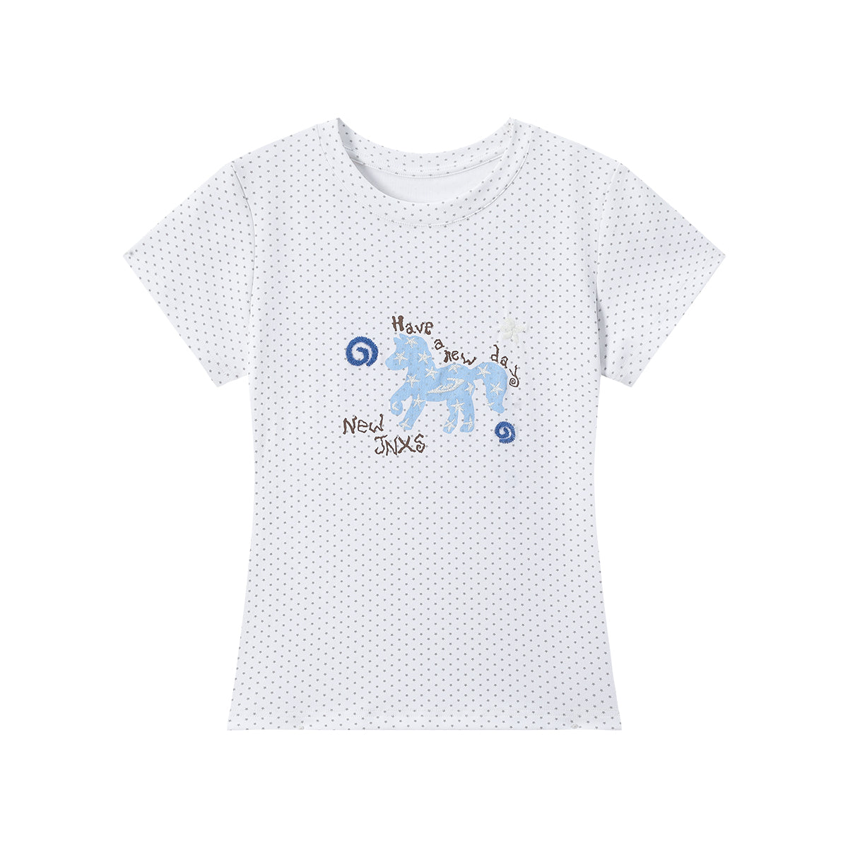 Glitter Pony Embroidered T-Shirt&Mini Shorts