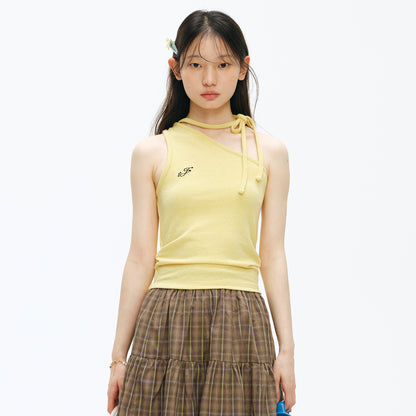 NewJNXS Embroidered Knit Halter Top