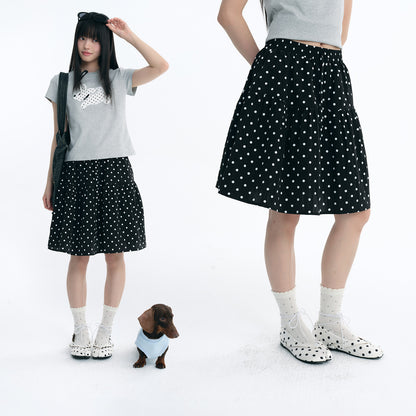 NewJNXS All-Over Polka Dot A-Line Skater Skirt
