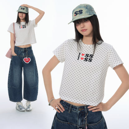 NewJNXS SS All-Over Polka Dot Relaxed-Fit T-Shirt