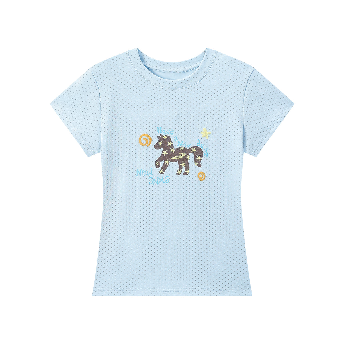 Glitter Pony Embroidered T-Shirt&Mini Shorts