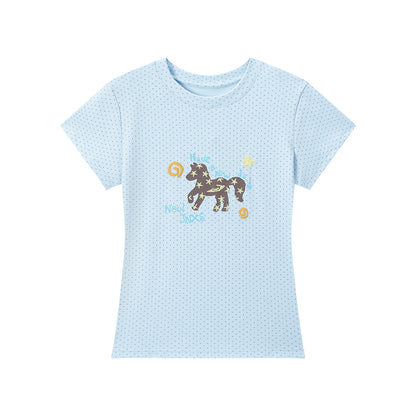 Glitter Pony Embroidered T-Shirt&Mini Shorts
