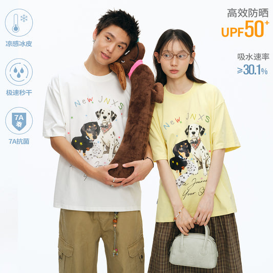 NewJNXS Puppy Star Beaded Cooling Oversized Tee
