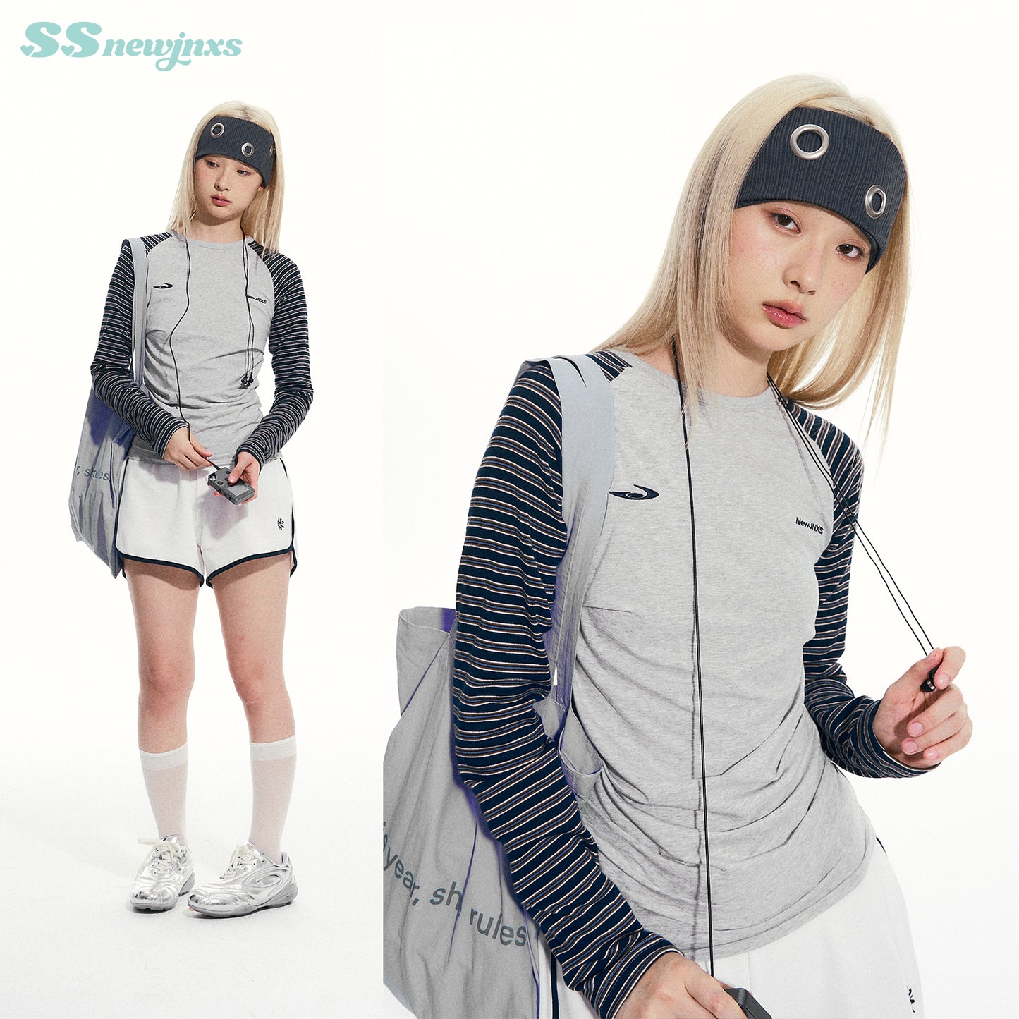 NewJNXS Contrast Stripe Long Sleeve Tee