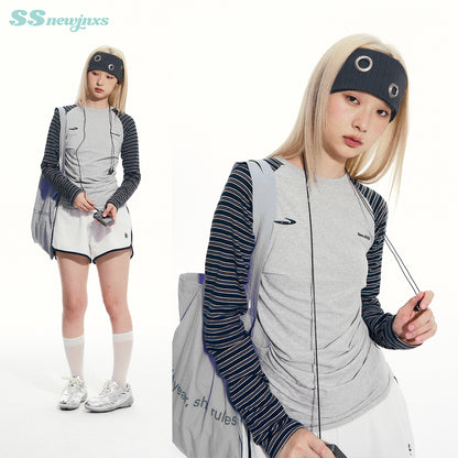 NewJNXS Contrast Stripe Long Sleeve Tee