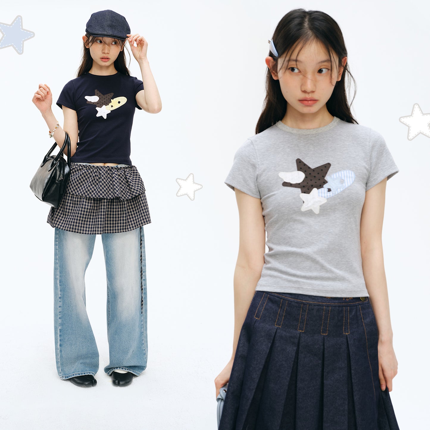 NewJNXS Angel Star Appliqué Fitted Tee