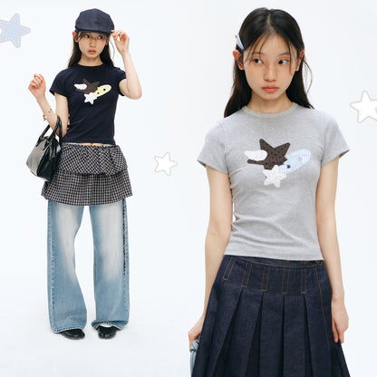 NewJNXS Angel Star Appliqué Fitted Tee