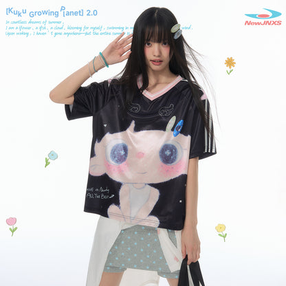 【NewJNXS × Kuku 2.0】Kuku Oversized Graphic Rhinestone Tee