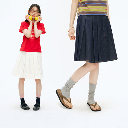 NewJNXS Structured Pleated A-Line  Skirt