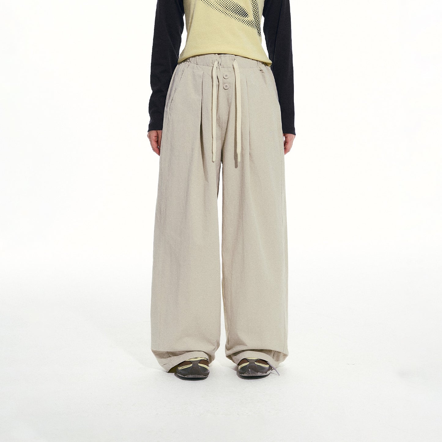 NewJNXS Double-Button Casual Pants