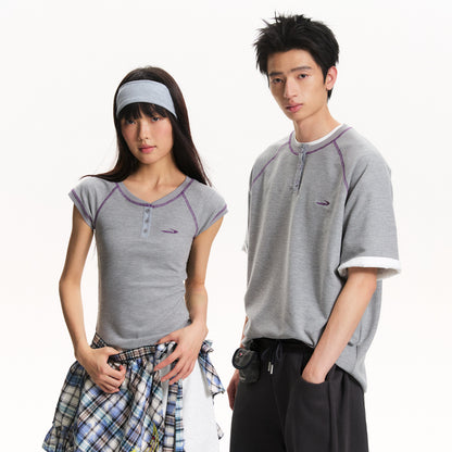 NewJNXS Waffle Henley Short Sleeve Tee