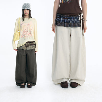 NewJNXS Plaid Pleated Layering Skirt