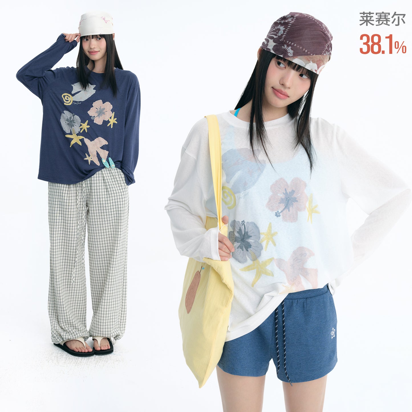 NewJNXS Lyocell Bird & Floral Print Blouse