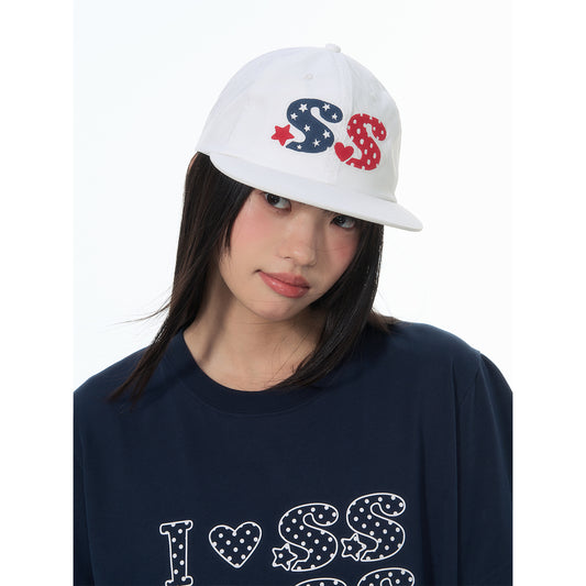 NewJNXS Heart & Wings Embroidered Flat Brim Cap