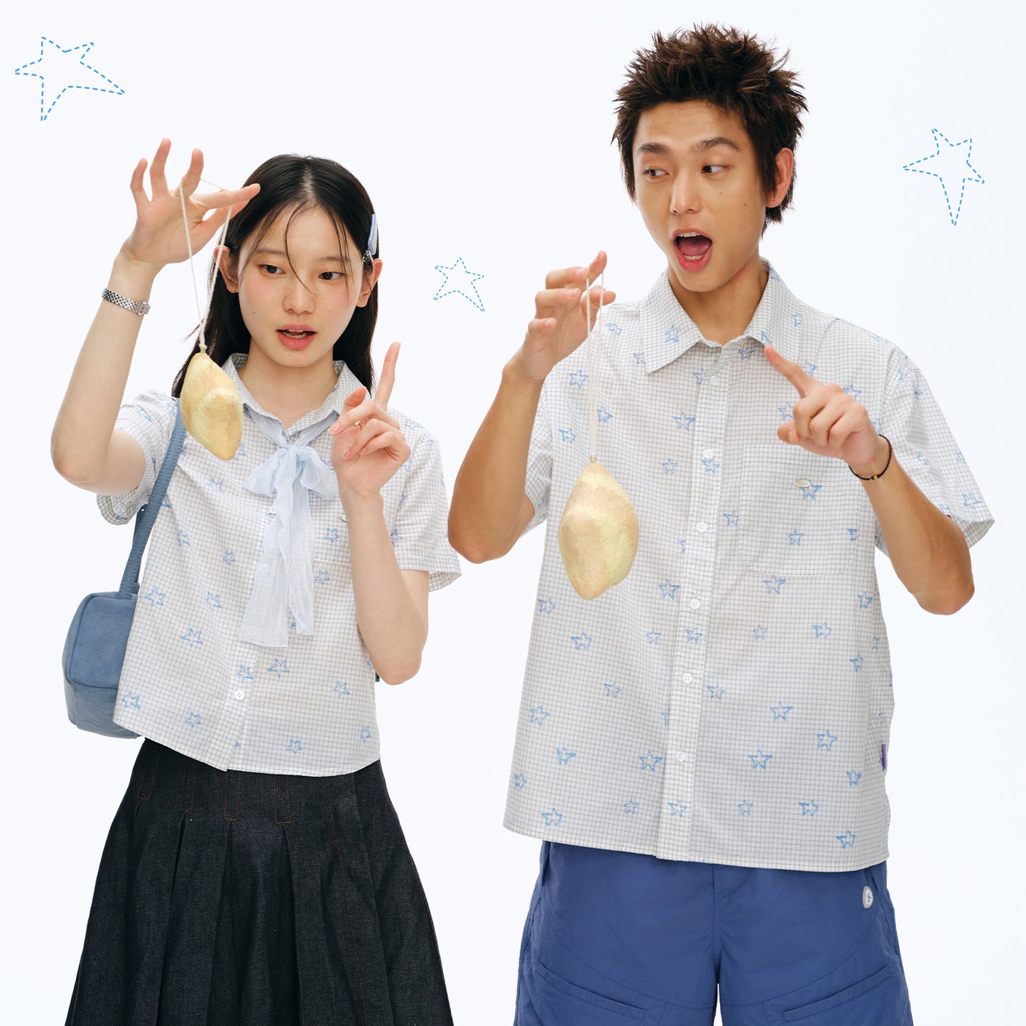 NewJNXS Graffiti Star Plaid Couple Tee
