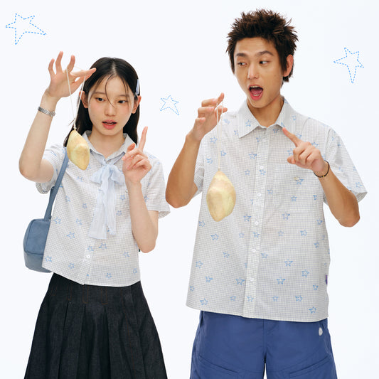 NewJNXS Graffiti Star Plaid Couple Tee