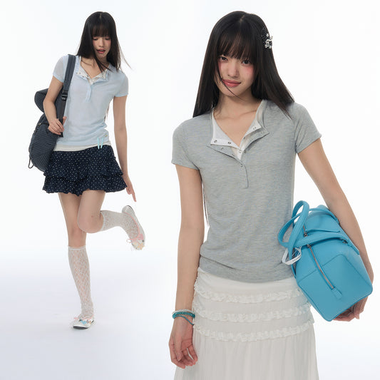 NewJNXS Lyocell Contrast Layered Slim-Fit Tee