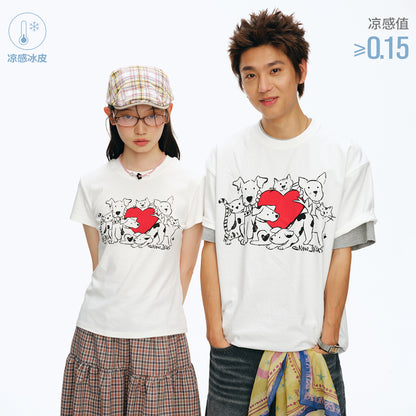 NewJNXS Cat & Dog Heart Graphic Family Tee