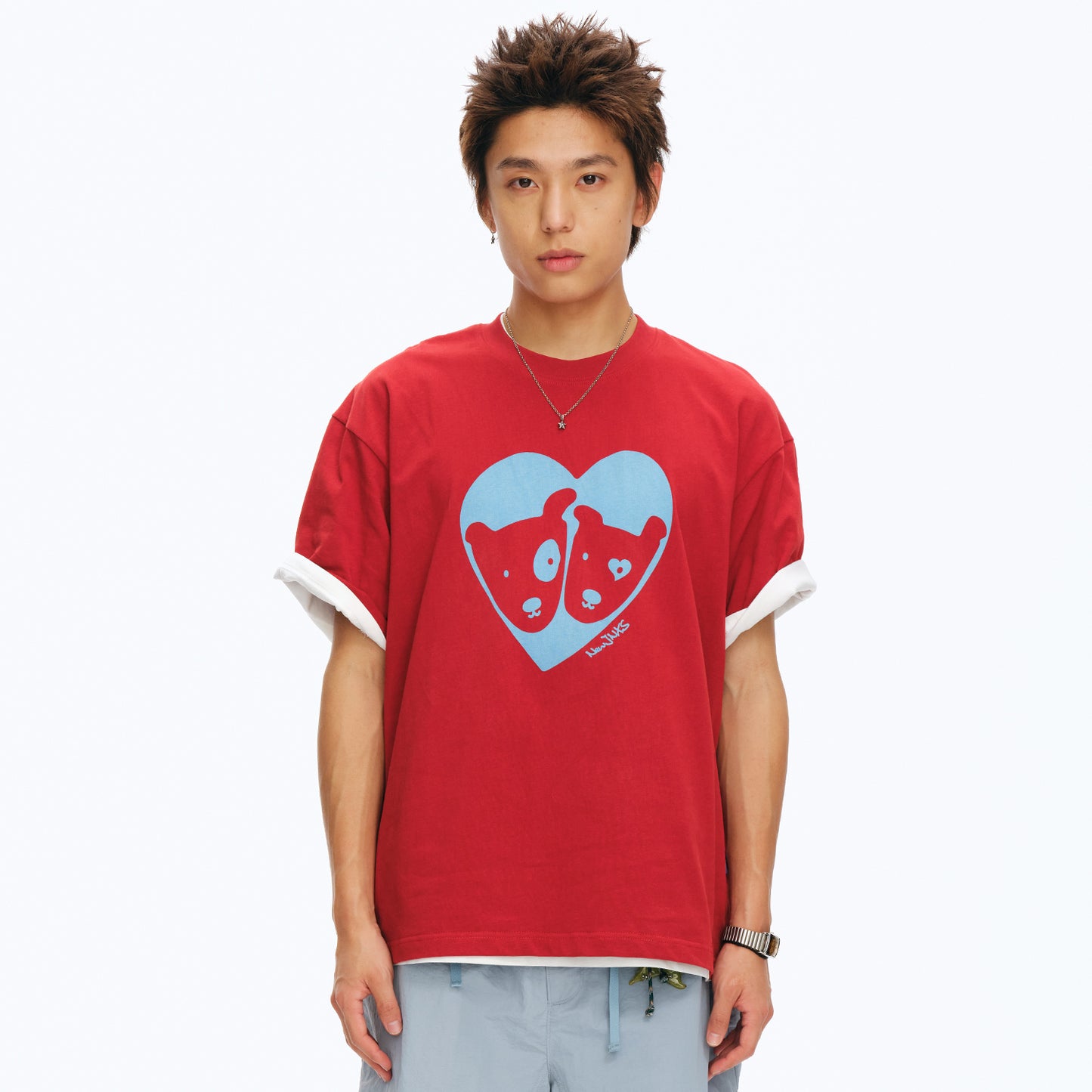 NewJNXS Cat Dog Heart Print Family Tee