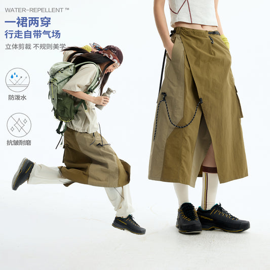 NewJNXS Outdoor Water-Repellent Utility Skirt – Summer Colorblock Asymmetrical A-Line Skirt