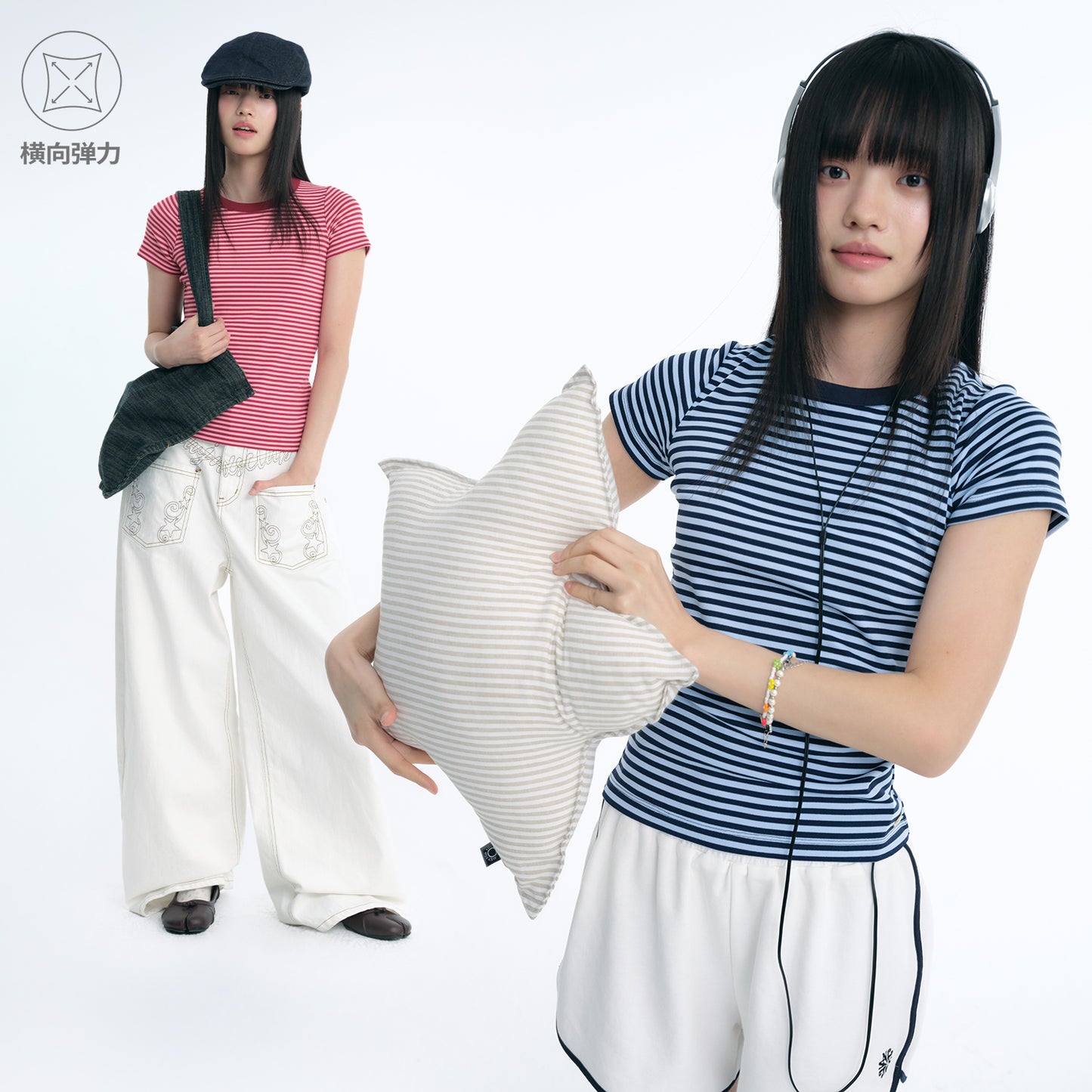 NewJNXS Stretch Striped Slim-Fit Knit T-Shirt