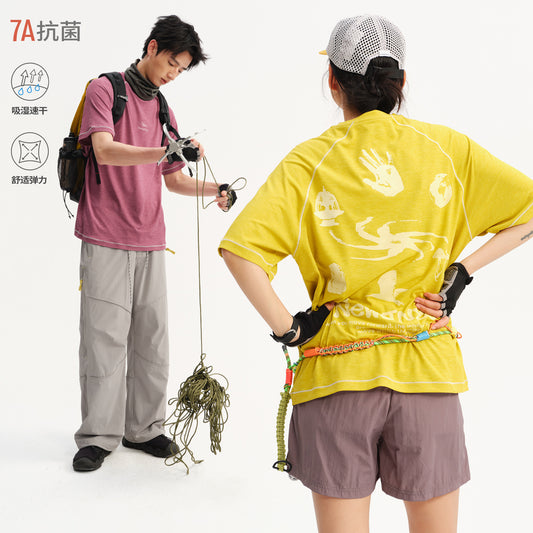 NewJNXS Quick-Dry Antibacterial Raglan Outdoor Graphic T-Shirt