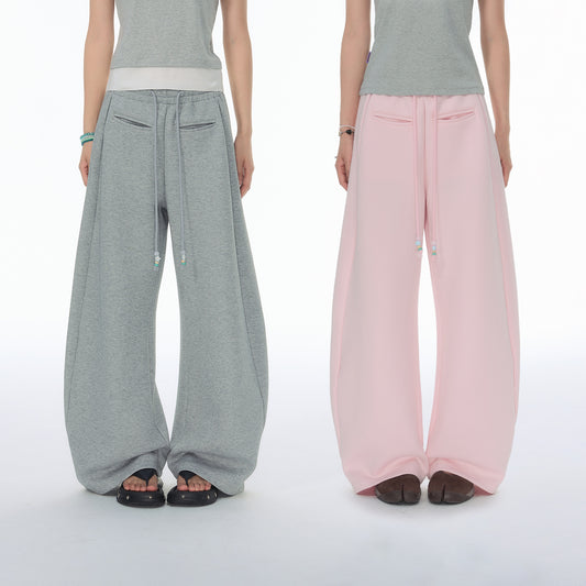 NewJNXS SS Beaded Drawstring Barrel-Leg Pants