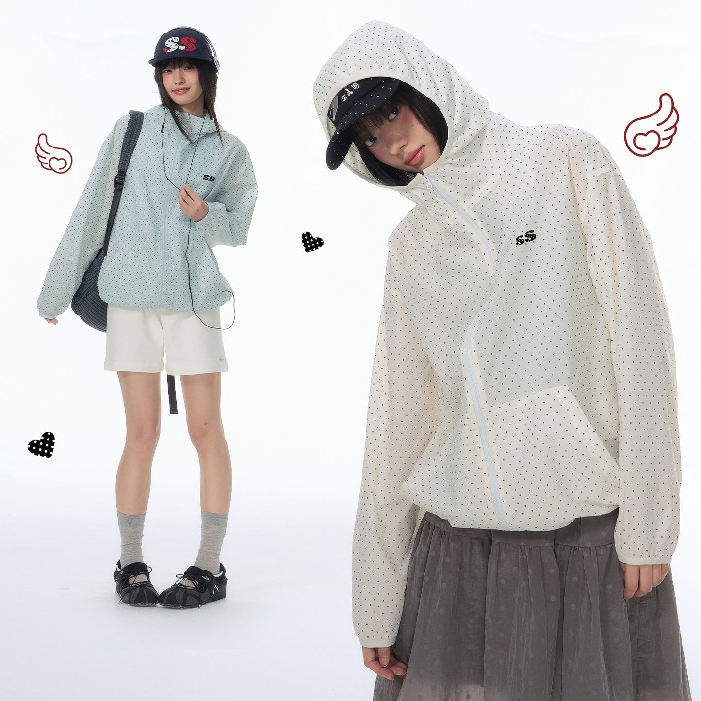 NewJNXS 「SS Collection」 Polka Dot Check Hooded UV Protection Jacket