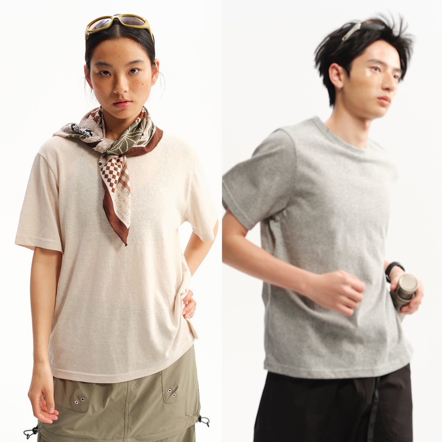 NewJNXS Linen-Feel Relaxed Basic T-Shirt
