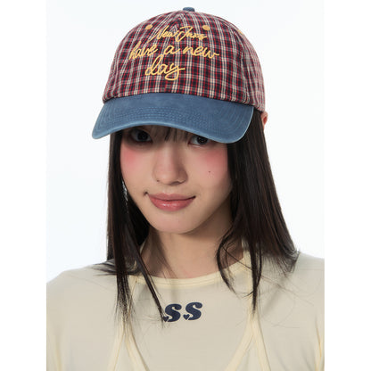 NewJNXS Classic Plaid Embroidered Baseball Cap