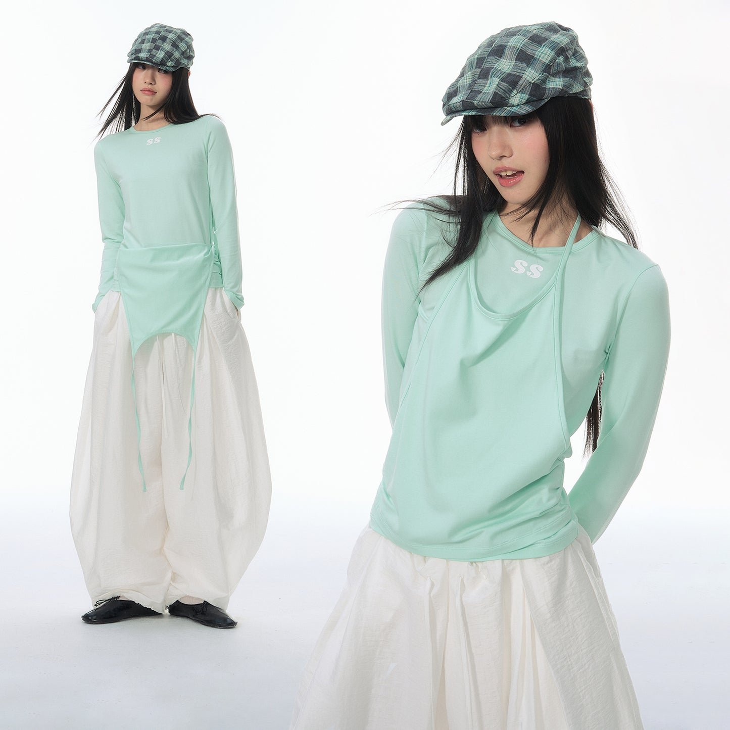 NewJNXS SS 2-in-1 Cami Long Sleeve T-Shirt