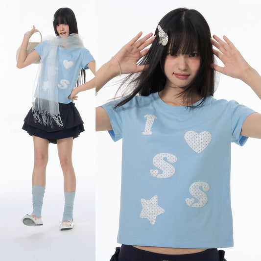 NewJNXS SS Heart & Star Cropped Tee