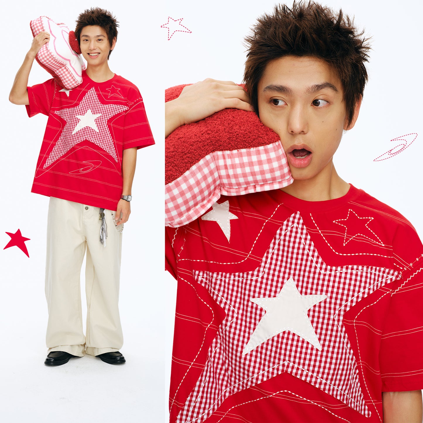 NewJNXS Star Patch Oversized T-Shirt
